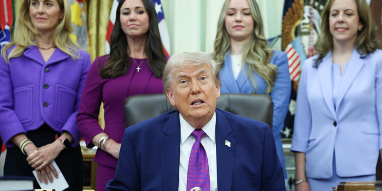 President Donald Trump during an event on maternal healthcare. (Kevin Dietsch/Getty Images)
