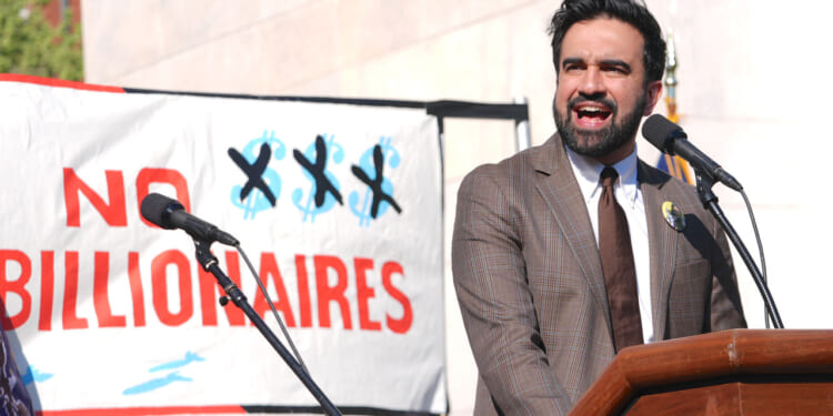 New York Cityâs Mayor Zohran Mamdani speaks as workers from different industries gather at Washington Square Park for the May Day rally, and march to Foley Square, demanding workersâ rights, economic justice, world peace, major policy changes, and taxing the rich, on Friday, May 1, 2026, in New York City, U.S. (Photo by Selcuk Acar/Anadolu via Getty Images)