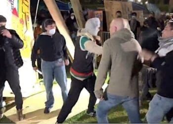 Violence erupts at UCLA amid anti-Israel protests on Tuesday, April 30, 2024. (Video screenshot)