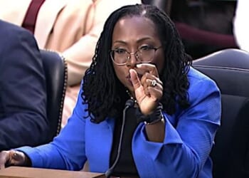 Judge Ketanji Brown Jackson testifies to the U.S. Senate Judiciary Committee on Wednesday, March 23, 2022. (Video screenshot)