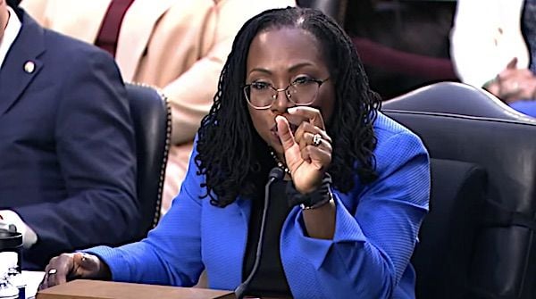 Judge Ketanji Brown Jackson testifies to the U.S. Senate Judiciary Committee on Wednesday, March 23, 2022. (Video screenshot)