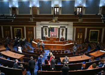 A view of the House chamber before President Donald Trump arrives for his State of the Union address.
