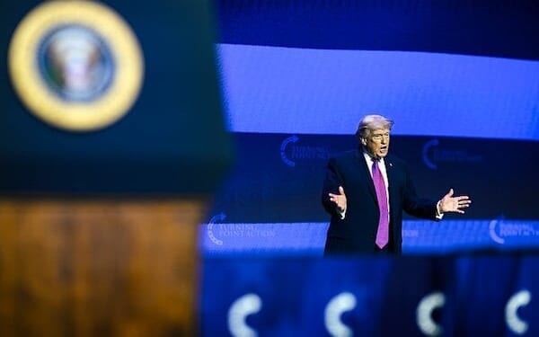 President Donald J. Trump arrives on stage to deliver remarks at a Turning Point USA event at Dream City Church in Phoenix, Arizona on Friday, April 17, 2026. (Official White House photo by Daniel Torok)