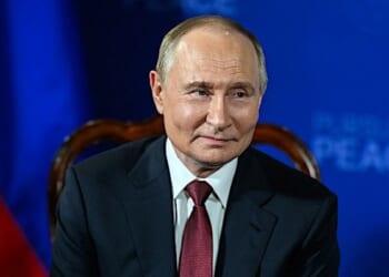 President Donald Trump meets with Russian President Vladimir Putin in the Billy Mitchell Room at Joint Base Elmendorf Richardson in Anchorage, Alaska, Friday, Aug. 15, 2025. (Official White House photo by Daniel Torok)