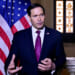 Secretary of State Marco Rubio speaks to the press at the US Embassy in Rome, Italy on May 8, 2026. (STEFANO RELLANDINI/Pool/REUTERS)