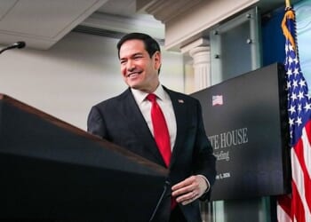 Secretary of State Marco Rubio arrives at a press briefing at the White House in Washington, D.C., Tuesday, May 5, 2026. (Official State Dept. photo by Freddie Everett)