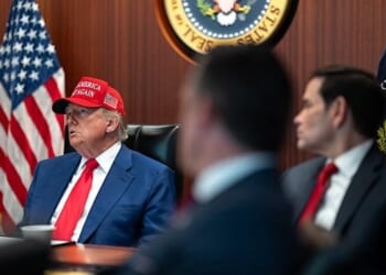President Donald Trump and his national security team meet in the Situation Room of the White House, Saturday, June 21, 2025. (Official White House photo by Daniel Torok)