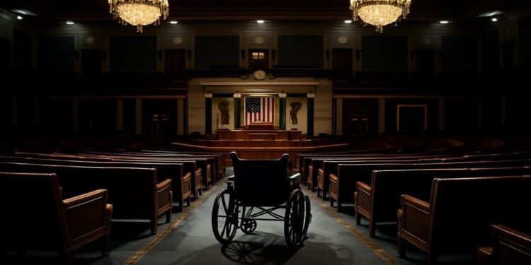 Empty wheelchair in the House chamber