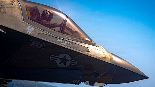A U.S. Marine Corps F-35B aircraft takes off from USS Tripoli as the ship transits the Arabian Sea. (U.S. Central Command photo)