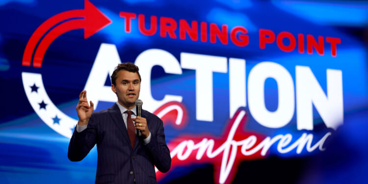 Founder and executive director of Turning Point USA Charlie Kirk speaks at the opening of the Turning Point Action conference on July 15, 2023.