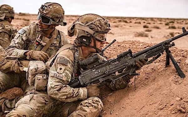 U.S. soldiers prepare to move downrange during a combined arms live-fire exercise as part of African Lion at Cap Draa, Tan-Tan, Morocco, Sunday, April 26, 2026. (U.S. Army photo by Sgt. Christopher Sanchez)