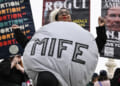 A woman dressed as a mifepristone pill dances with supporters of Planned Parenthood and pro-choice activists during a rally outside the US Supreme Court on April 2, 2025, in Washington, DC. (DREW ANGERER/AFP/Getty Images)
