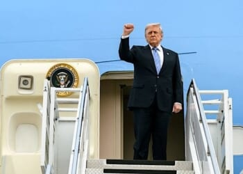 President Donald J. Trump boards Air Force One at Beijing Capital International Airport, China on Friday, May 15, 2025, en route Washington, D.C. (Official White House photo by Daniel Torok)