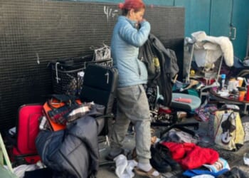 The above image is of a homeless individual in San Francisco.
