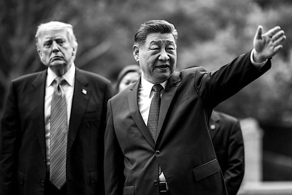 President Donald J. Trump greets President Xi Jinping of the People's Republic of China at Zhongnanhai in Beijing, China, Friday, May 15, 2026. (Official White House photo by Daniel Torok)