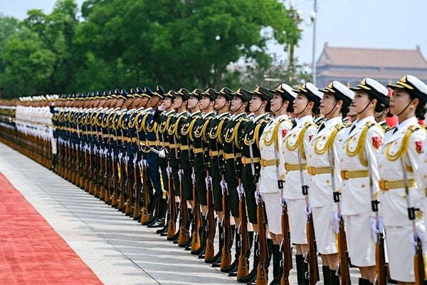 President Donald J. Trump participates in a welcome ceremony with President Xi Jinping of the People's Republic of China, Thursday, May 14, 2026, at the Great Hall of the People in Beijing, China. (Official White House photo by Daniel Torok)