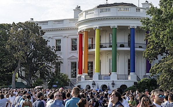 Guests attend a Pride celebration, Wednesday, June 26, 2024, on the South Lawn of the White House. (Official White House photo by Cameron Smith)
