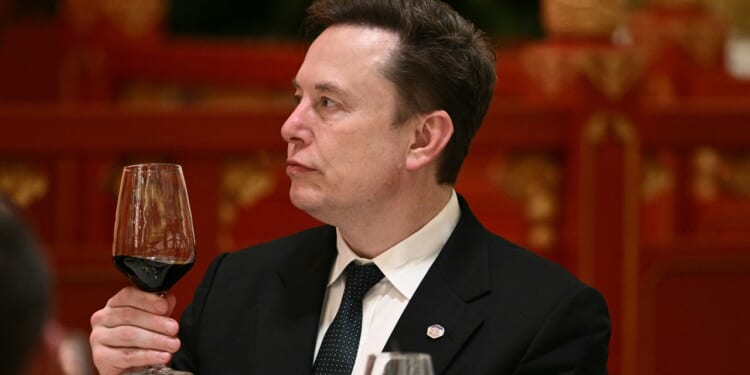Elon Musk holding a wine glass