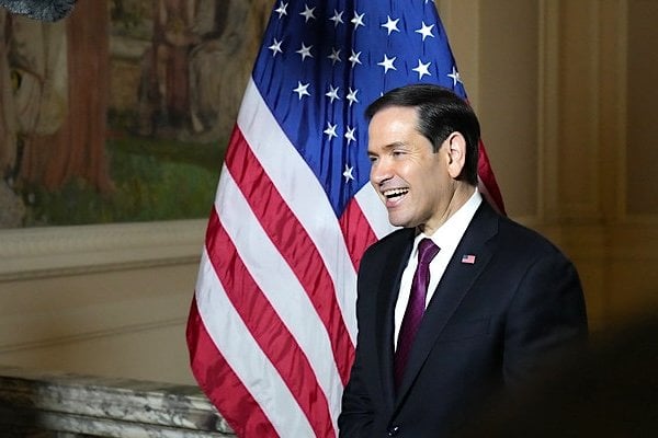 Secretary of State Marco Rubio answers questions from members of media at the U.S. Embassy in Rome, Friday, May 8, 2026. (Official State Dept. photo by Freddie Everett)