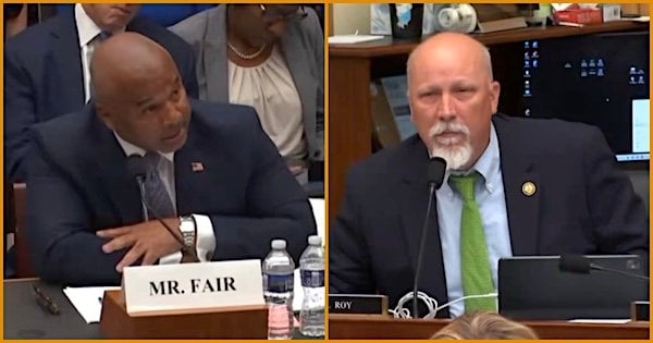 SPLC President Bryan Fair and U.S. Rep. Chip Roy, R-Texas (Video screenshots)