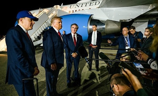 President Donald J. Trump speaks with members of the media before boarding Air Force One at John F. Kennedy International Airport, after attending the NBA Finals in New York City, Tuesday, June 9, 2026. (Official White House photo by Joyce N. Boghosian)