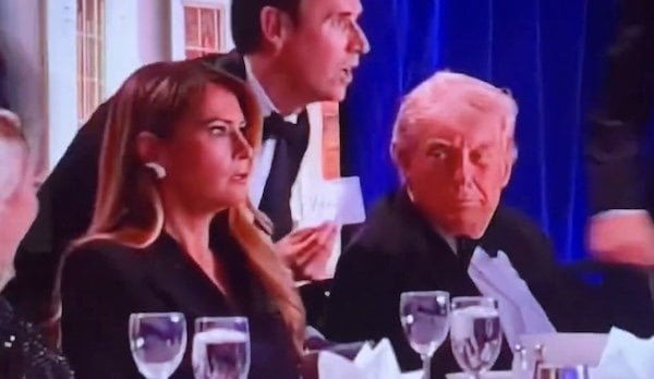 First Lady Melania Trump reacts to the assassination attempt at the White House Correspondents Dinner in Washington, D.C., on Saturday, April 25, 2026 (Video screenshot)