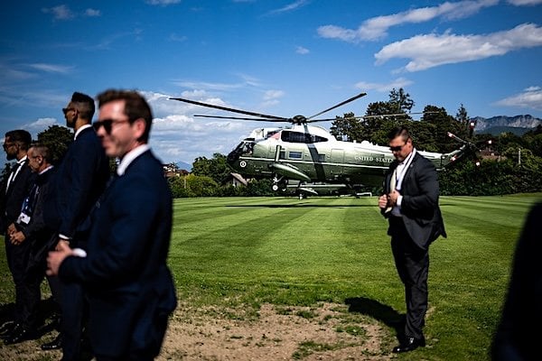President Donald J. Trump disembarks Air Force One at Geneva Airport, Switzerland on Monday, June 15, 2026, en route the G7 in Evian-les-Bains, France. (Official White House photo by Daniel Torok)