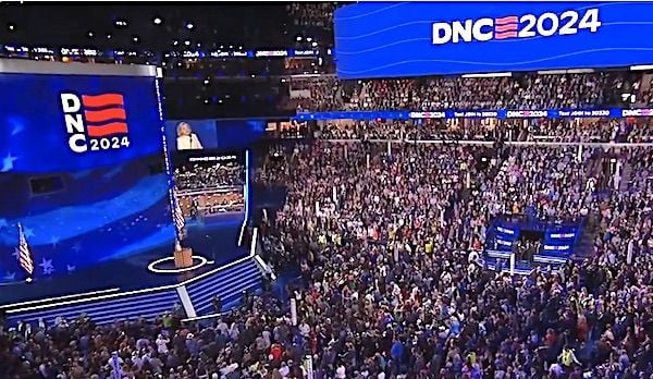 A packed house on Night 1 of the Democratic National Convention in Chicago on Monday, Aug. 19, 2024 (Video screenshot)