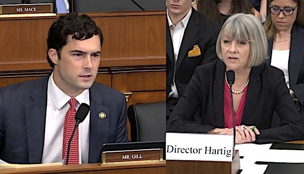 U.S. Rep. Brandon Gill, R-Texas and Anthea Hartig, director of the Smithsonian's National Museum of American History (Video screenshot)