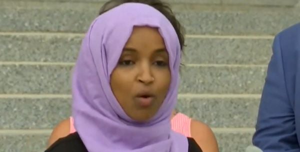 Rep. Ilhan Omar, D-Minn., at an event July 7, 2020, in Minnesota (Video screenshot)