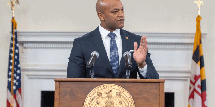 Maryland Governor Wes Moore holds a press conference as Maryland lawmakers convene for a new legislative session on Jan. 8. (Jonathan Newton/for The Washington Post via Getty Images)