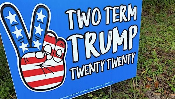 A political sign for President Trump's reelection in Stuart, Florida, on Friday, Oct. 16, 2020. (Photo by Joe Kovacs)