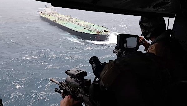 U.S. Central Command conducts a naval blockade in July 2026 to ensure the free flow of commercial ships in the Strait of Hormuz (CENTCOM)