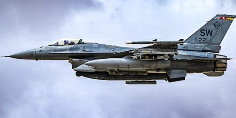 A U.S. Air Force F-16 fighter jet patrols the skies over the Middle East on Wednesday, July 29, 2026. (U.S. Central Command photo)