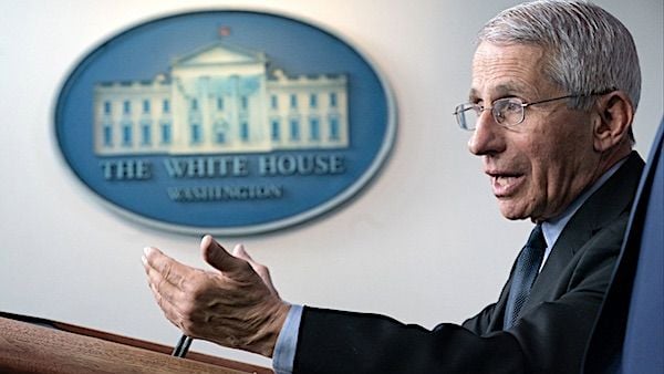 Dr. Anthony S. Fauci, director of the National Institute of Allergy and Infectious Diseases and a member of the White House Coronavirus Taskforce, addresses his remarks at a coronavirus update briefing Monday, March 16, 2020, in the James S. Brady Press Briefing Room of the White House. (Official White House photo by D. Myles Cullen)