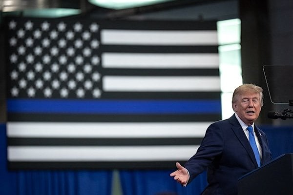 President Donald J. Trump delivers remarks at the David S. Mack Center for Training and Intelligence in Garden City, New York, Friday, Aug. 14, 2026. (Official White House photo by Molly Riley)