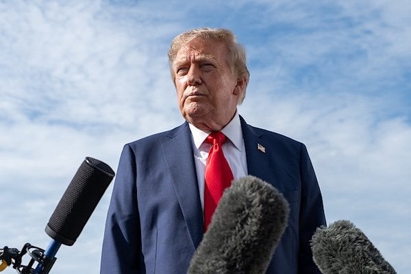 President Donald J. Trump speaks to the press before boarding Air Force One at Joint Base Andrews, Maryland on Friday, Aug. 21, 2026, en route Myrtle Beach, South Carolina. (Official White House photo by Molly Riley)