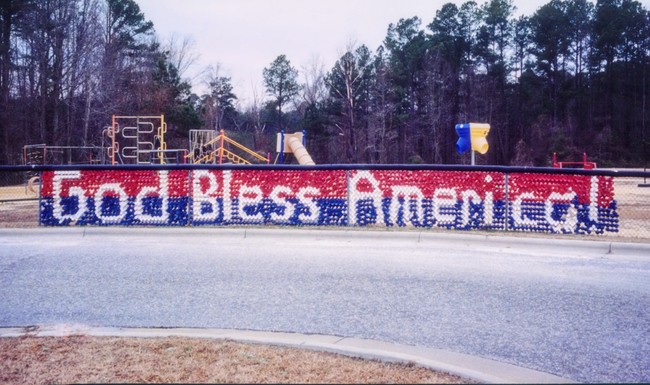 Sign at North Harnett Primary School after 9-11