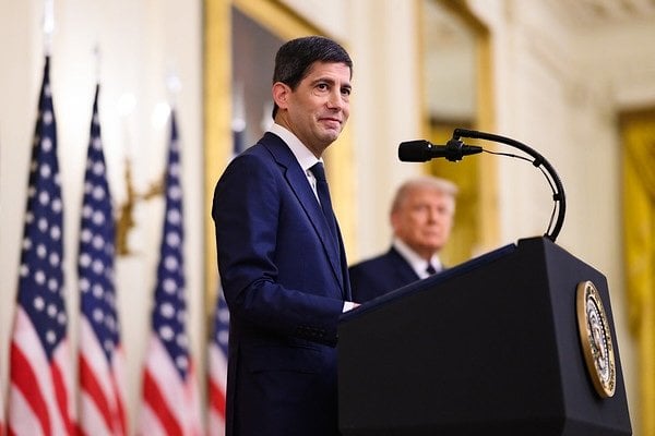 Federal Reserve Chair Kevin Warsh delivers remarks at his swearing-in ceremony in the East Room of the White House, Friday, May 22, 2026. (Official White House photo by Daniel Torok)