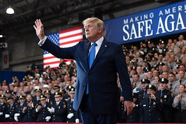 President Donald J. Trump delivers remarks at the David S. Mack Center for Training and Intelligence in Garden City, New York, Friday, Aug. 14, 2026. (Official White House photo by Molly Riley)