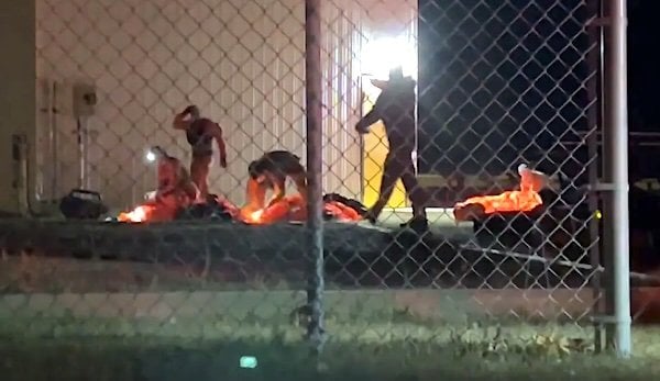 Canadian military troops parachute into a base after a gas explosion and fire left at least seven people dead. (@JeffSempleGN/X)