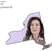A report card for New York giving Governor Kathy Hochul an F grade for overall freedom, featuring a map of New York superimposed with her portrait.