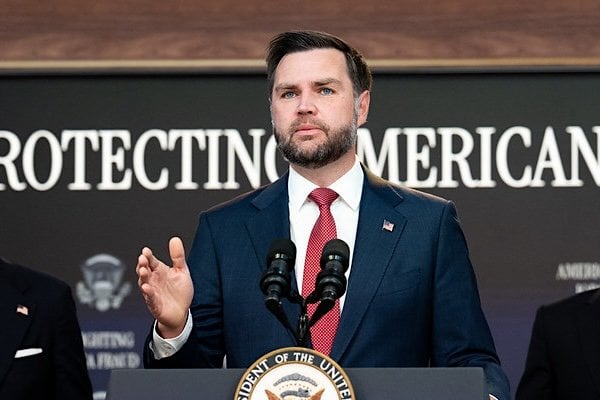 Vice President JD Vance holds a press conference on the Task Force to Eliminate Fraud, Thursday, Oct. 8, 2026, in the Eisenhower Executive Office Building at the White House. (Official White House photo by Andrea Hanks)