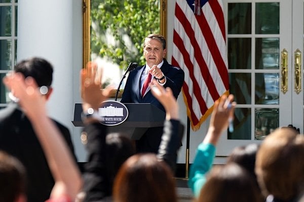 U.S. Attorney General, Todd Blanche, holds a press briefing in the Rose Garden of the White House, Tuesday, Sept. 15, 2026. (Official White House photo by Cashen Turner)