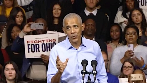 Former President Barack Obama campaigns for Democrats in Cleveland, Ohio, on Saturday, Oct. 24, 2026 (Video screenshot)