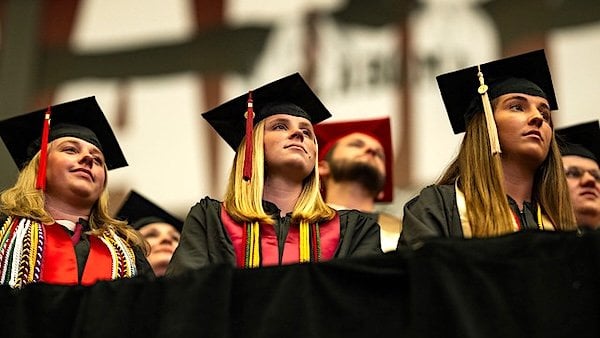 President Donald Trump delivers the Commencement address at the graduation ceremony for the University of Alabama, Thursday, May 1, 2025, at Coleman Coliseum in Tuscaloosa, Alabama. (Official White House photo by Daniel Torok)