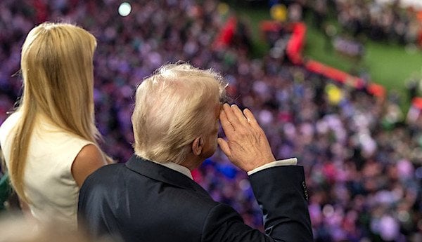 President Donald J. Trump and his daughter Ivanka Trump attend Superbowl LIX between the Philadelphia Eagles and the Kansas City Chiefs, Sunday, Feb. 9, 2025, at Caesars Superdome in New Orleans, Louisiana. (Official White House photo by Daniel Torok)